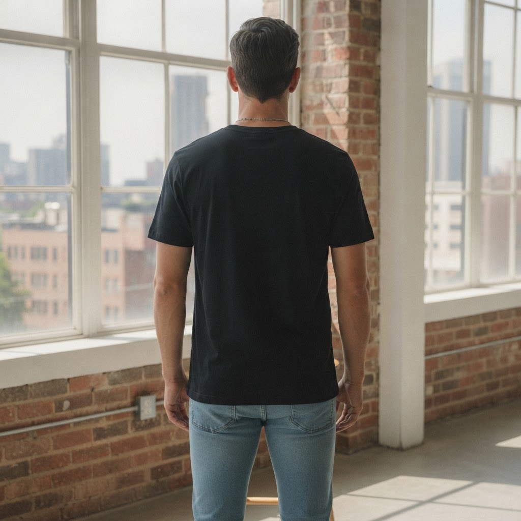 ONEYE Black ONEYE Graphic T-Shirt with Monochrome Pier Print
