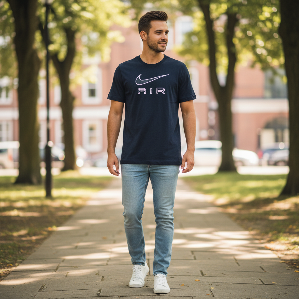 Nike Air Men's Black Loose Fit Graphic T-Shirt