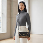 COACH NEW YORK Black Leather and Monogram Crossbody Bag