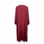 Women's Dark Red Long Sleeve Open Front Maxi Robe