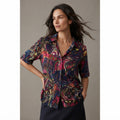 SHEIN Navy Multicolour Abstract Print Relaxed Rayon Blouse