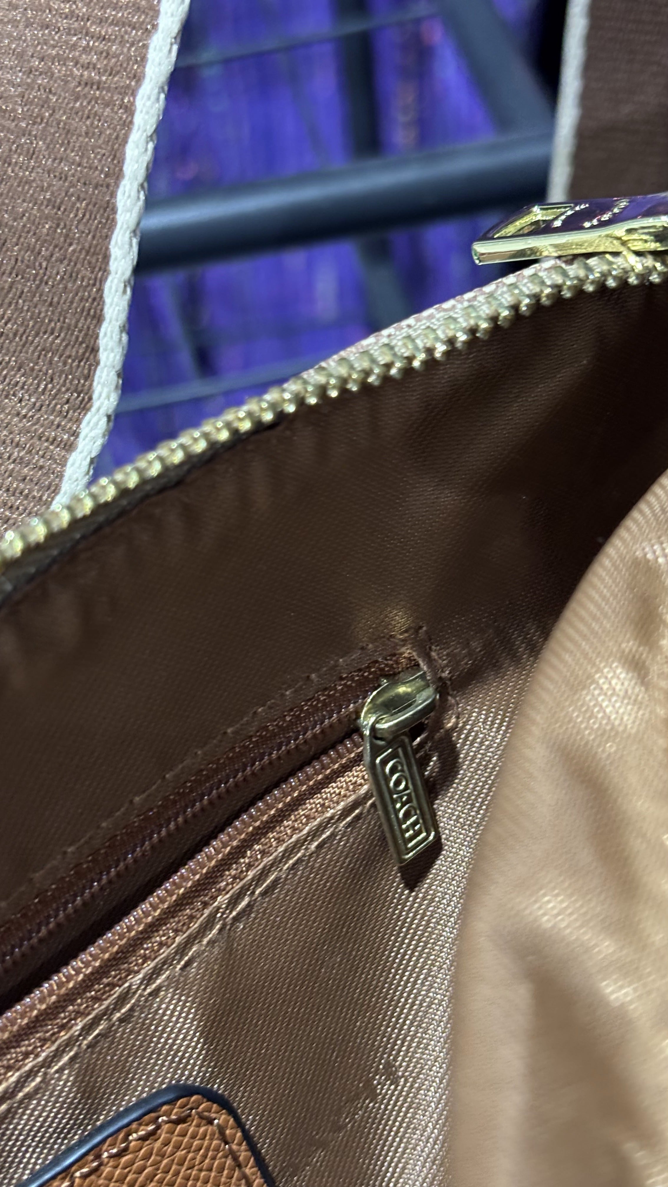 COACH Brown Monogram Coated Canvas Crossbody Bag