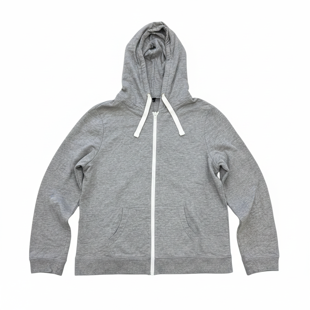Premium Men's Heather Grey Full Zip-Up Hoodie