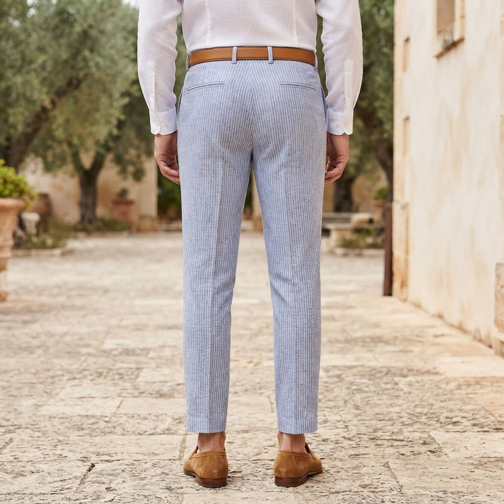 Women's Light Blue Pinstripe Tailored Trousers