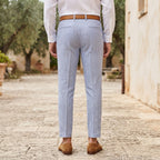 Women's Light Blue Pinstripe Tailored Trousers