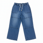 Women's Wide-Leg Blue Denim Drawstring Pants