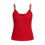 Women's Red Eyelet Embroidered Camisole Tank Top