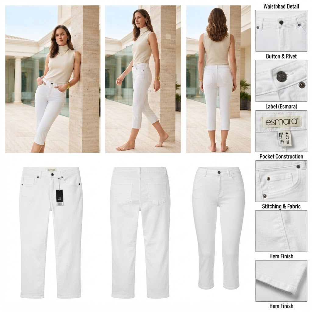 esmara Women's Optic White Skinny Fit Capri Trousers