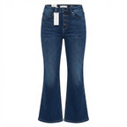 QS QS Dark Indigo Flared Denim Jeans with Button Fly
