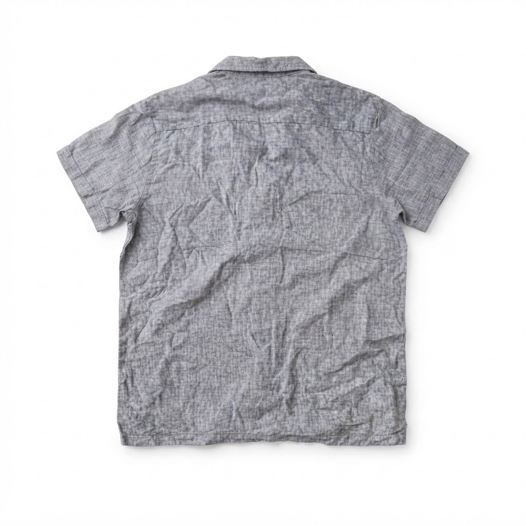 COLIN'S Men's Grey Melange Short Sleeve Button-Down Shirt