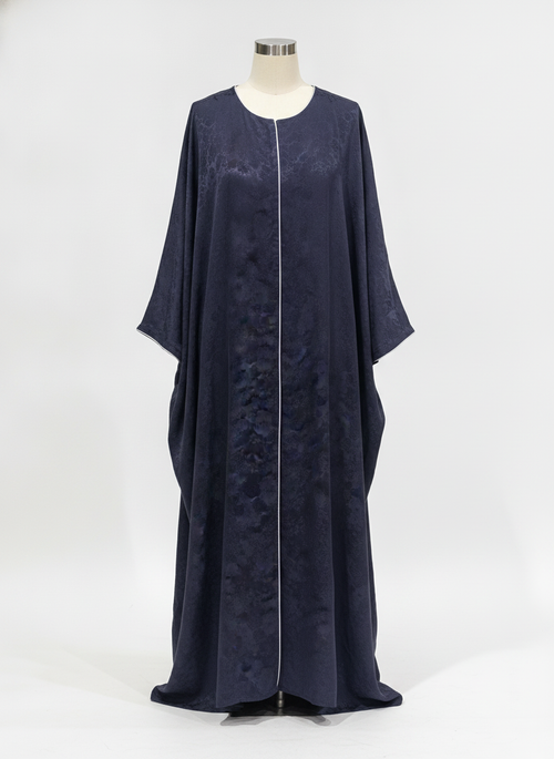 Al Wisham Al Aneeq Deep Navy Floral Jacquard A-Line Floor-Le
