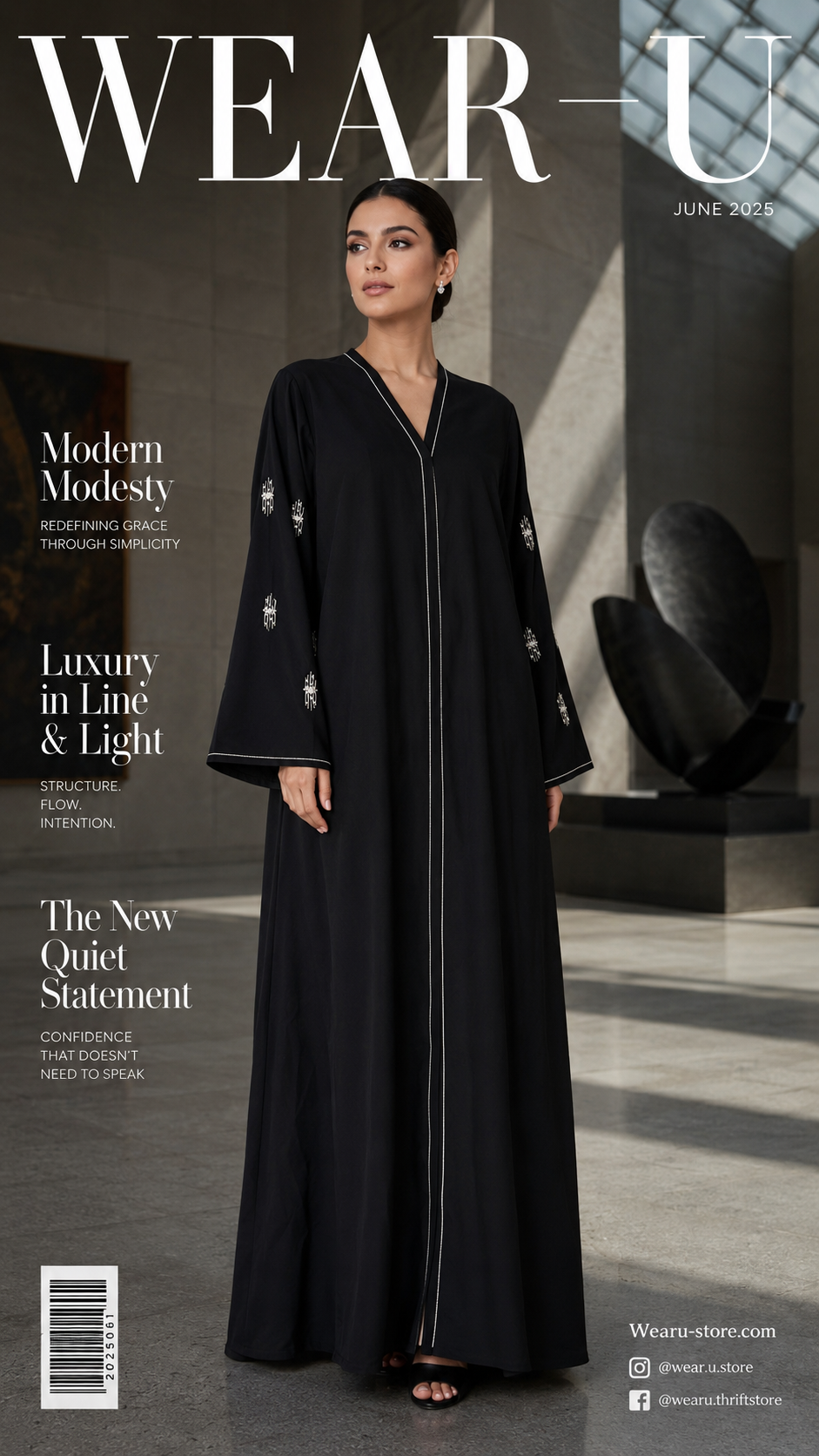 Black Pearl Embellished Open Front Abaya Size 56