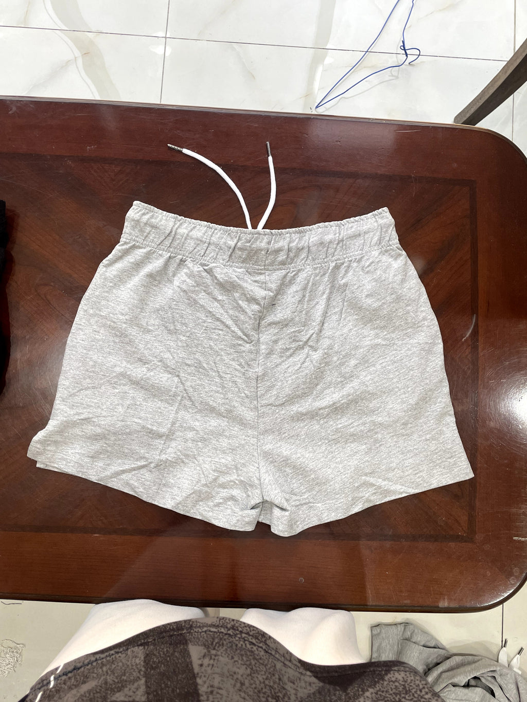 Light Grey Marl Jersey Shorts with Drawstring Waist
