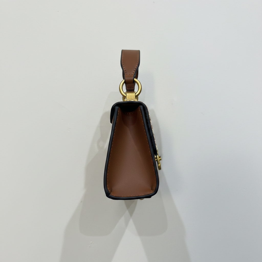 Guess Brown Mini Top-Handle Bag with Gold Logo