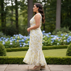 2TRENDY Women's Yellow Floral Ruffle Asymmetrical Midi Skirt