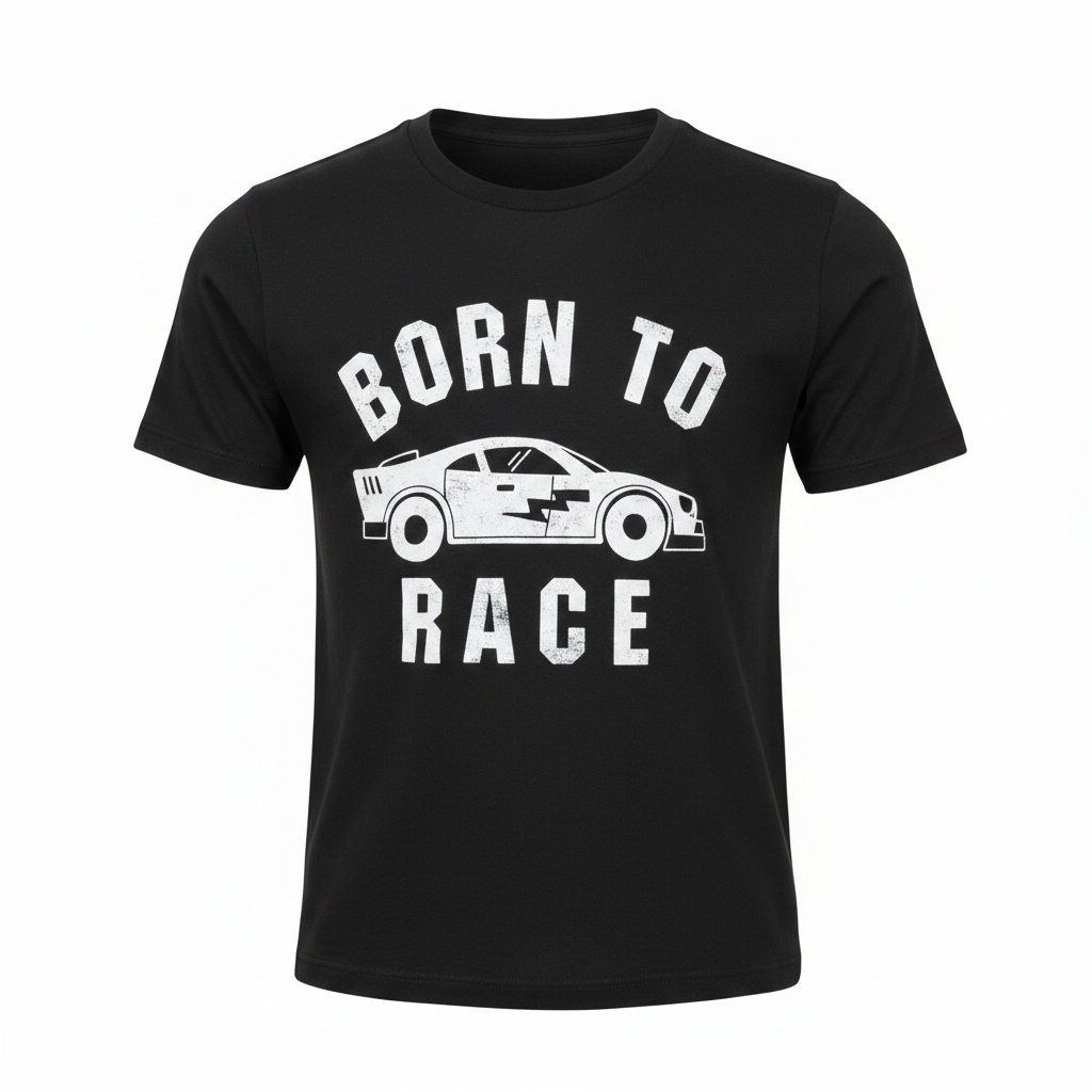 anko Kids' Black Born To Race Graphic Cotton T-Shirt