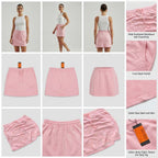 Pastel Pink Jersey Drawstring Mini Skirt with Pockets