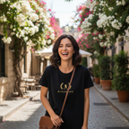 Giordano Women's Black T-Shirt with Gold Crest Logo - XL