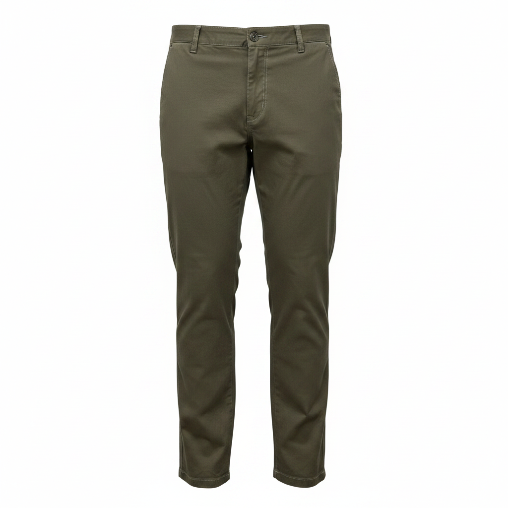 GIOMANI Men's Olive Green Straight-Leg Cotton Twill Trousers
