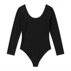 esmara Women's Black Scoop Neck Long Sleeve Bodysuit