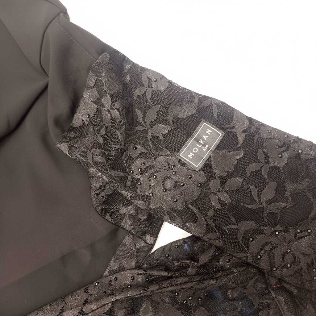 Elegant Black Abaya with Lace Panels and Sequins