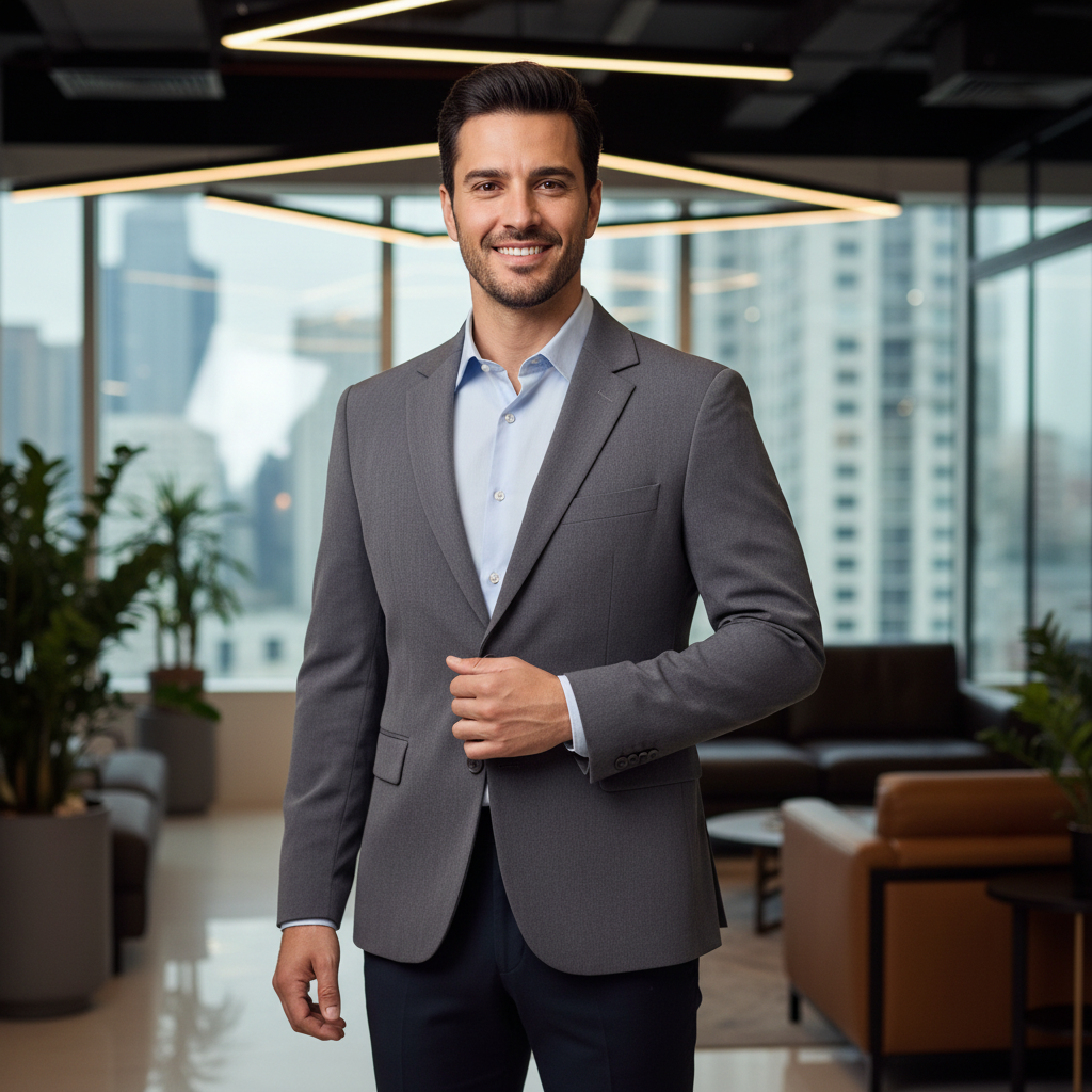 Splash Men's Grey Single Button Tailored Blazer