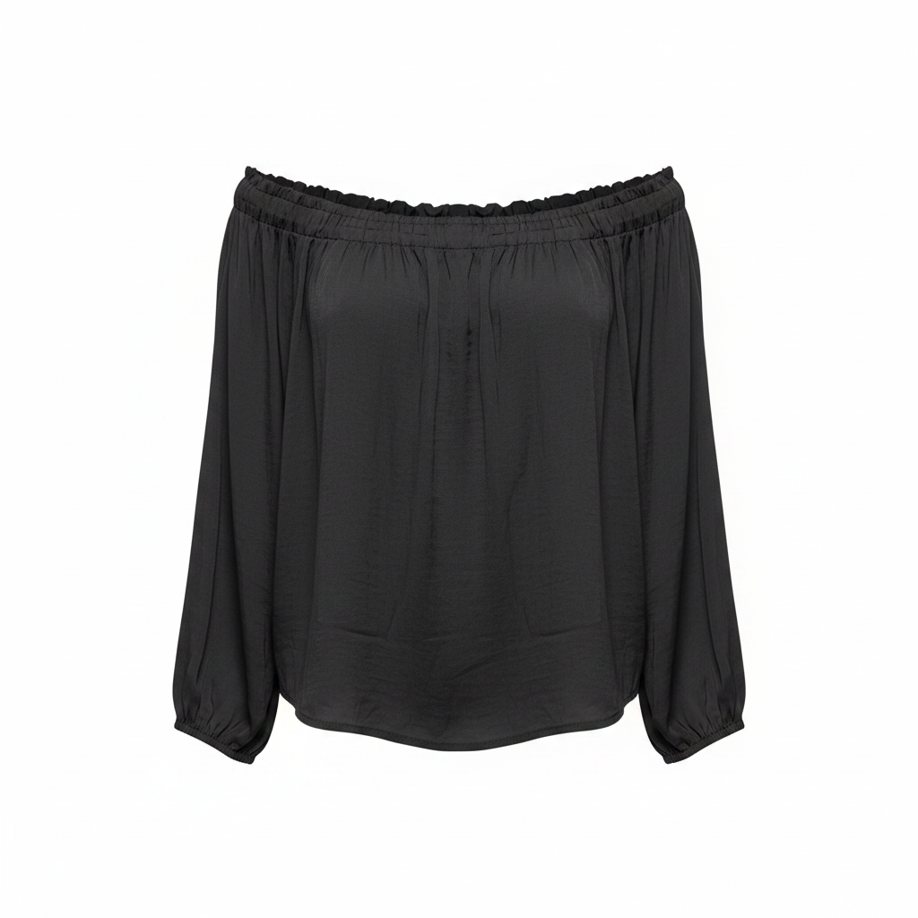 Jeanswest Women's Black Off-the-Shoulder Bardot Top - Size 12