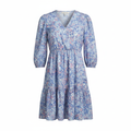Dressbarn Women's Blue Floral Tiered V-Neck Midi Dress