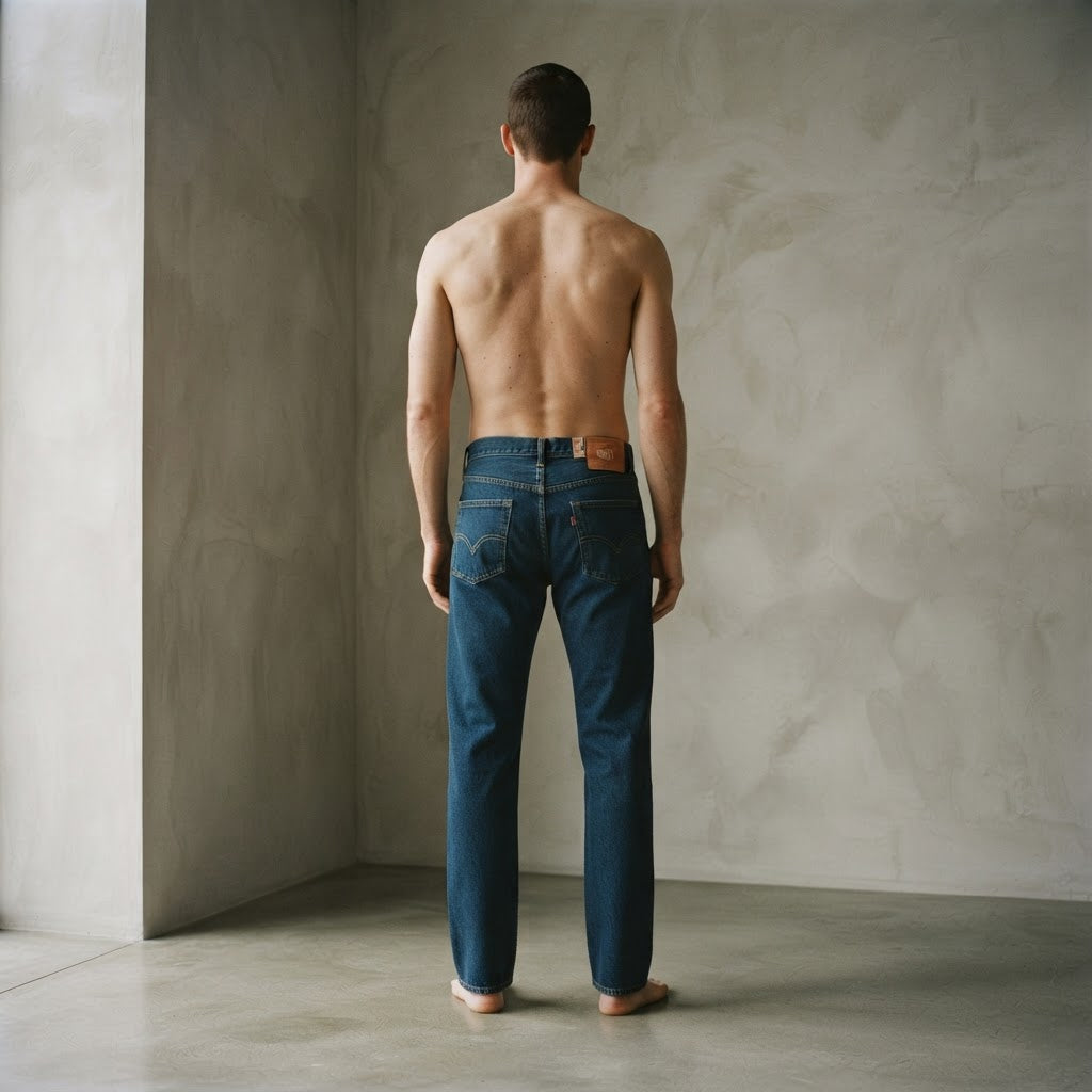 Levi's Deep Indigo Straight Leg Jeans with Signature Button
