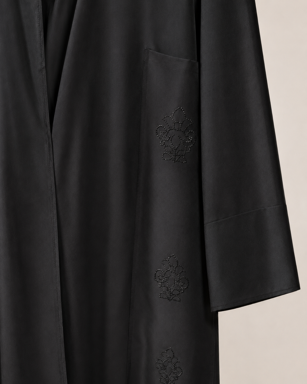 Women's Black Embroidered Modest Abaya with Hijab