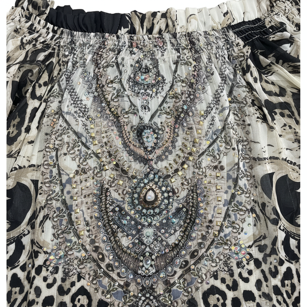 Camilla Embellished Leopard Off-Shoulder Blouse