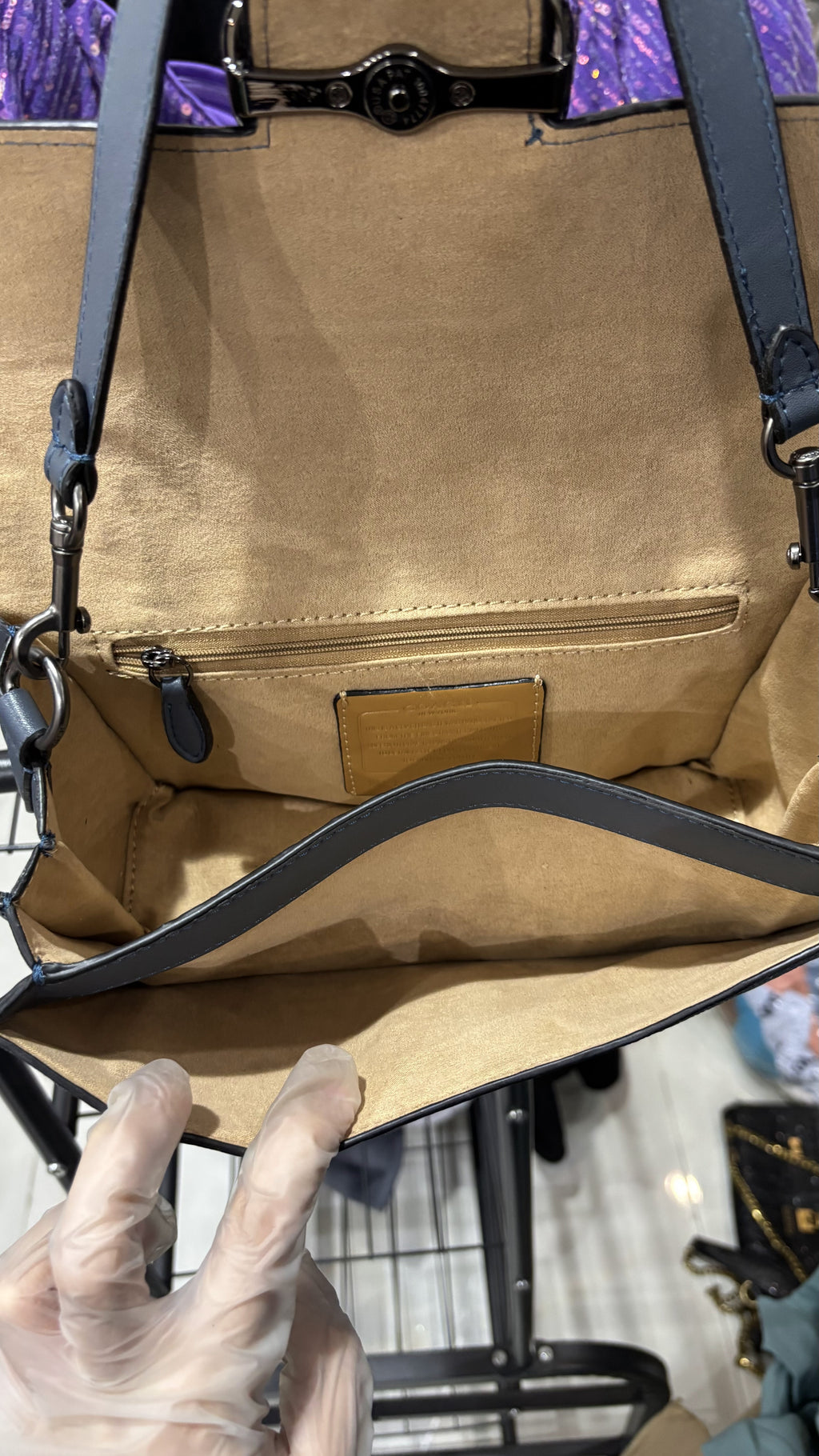 COACH NEW YORK Steel Blue Embossed Leather Shoulder Bag