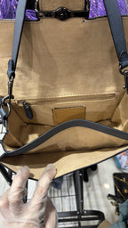 COACH NEW YORK Steel Blue Embossed Leather Shoulder Bag