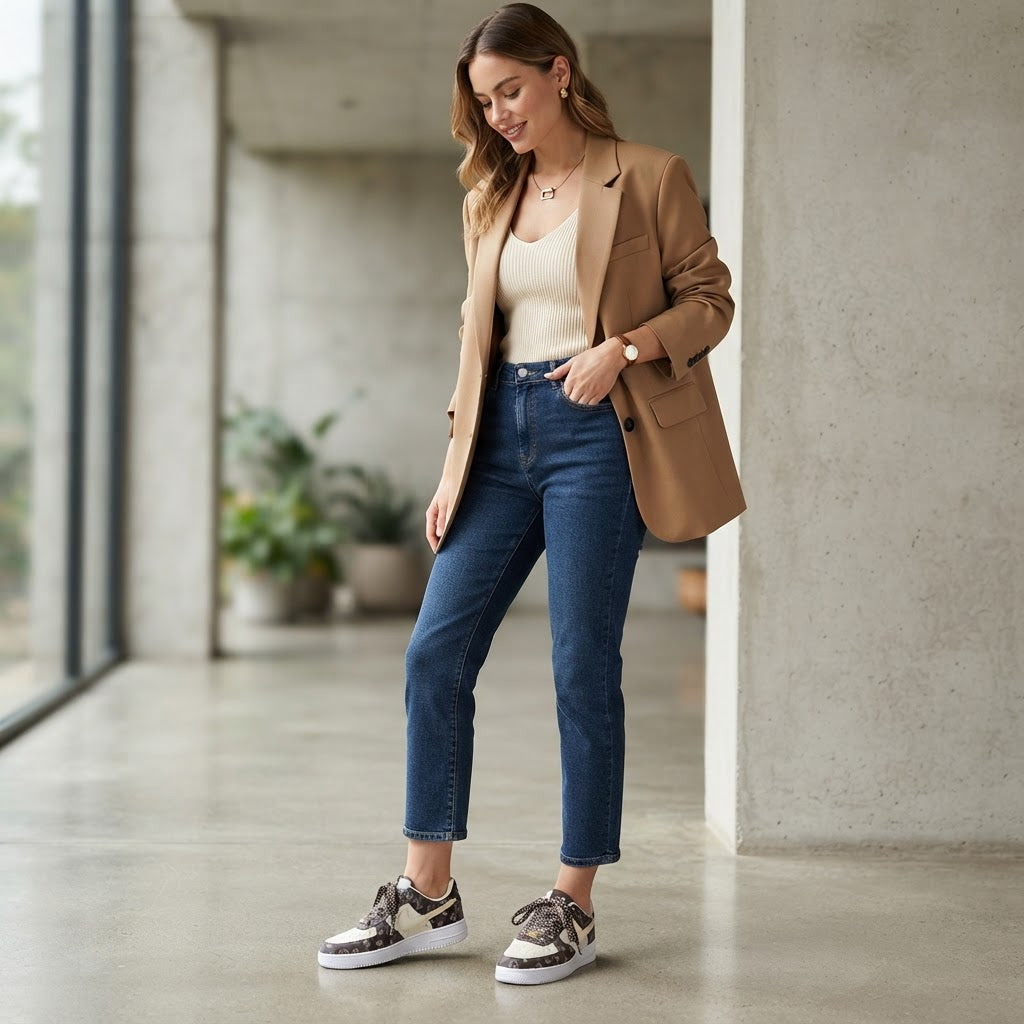 Brown Monogram Low-Top Lifestyle Sneakers