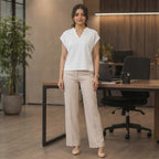 anko White Boxy Cap Sleeve V-Neck Cropped Top