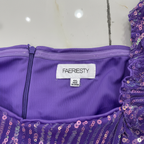 FAERIESTY Purple Iridescent Sequin Puff Sleeve Dress