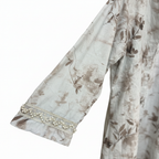 Women's Floral Long Duster Jacket with Pearl Cuffs