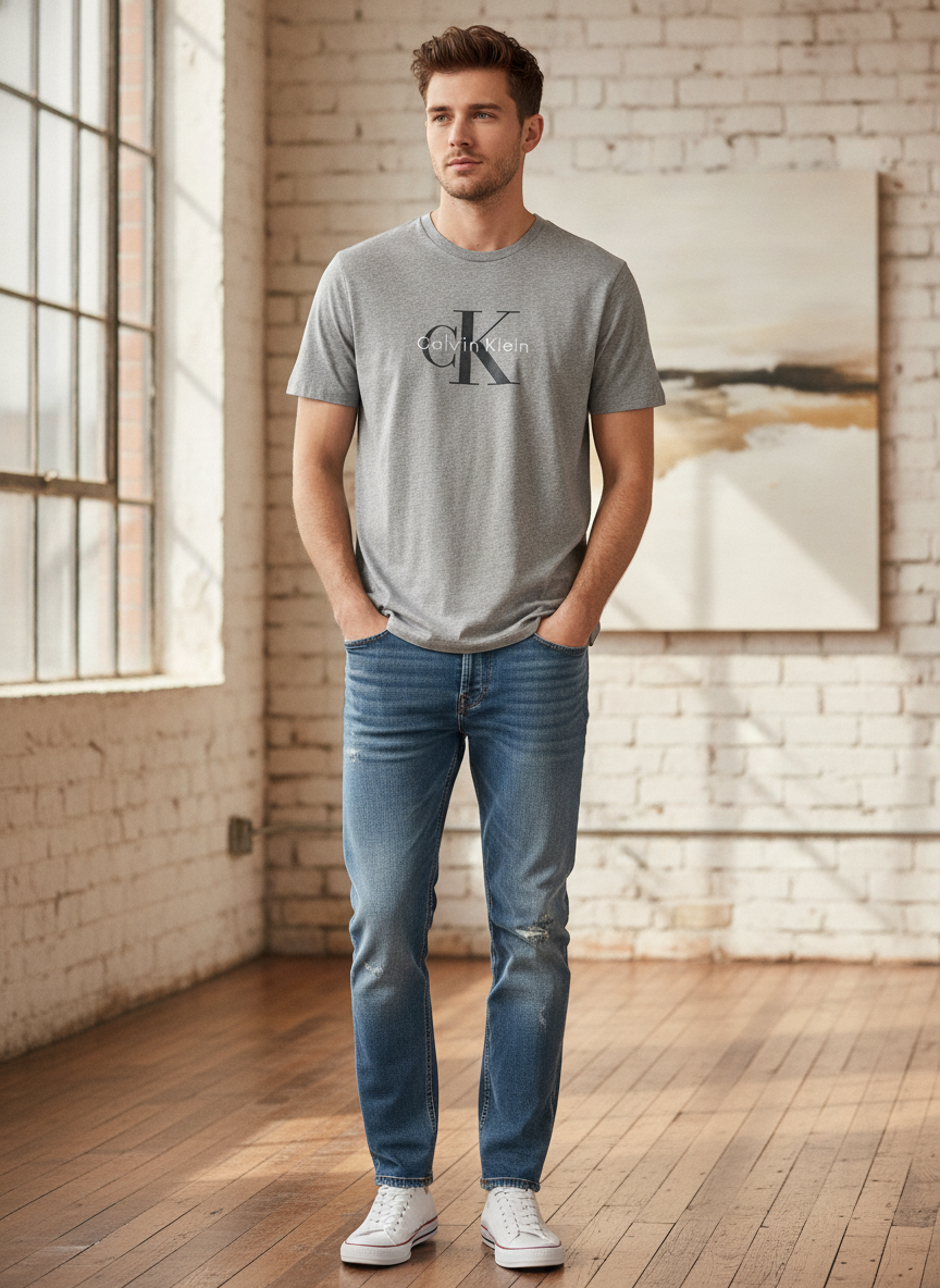 Calvin Klein Jeans Calvin Klein Jeans Heather Grey Graphic T