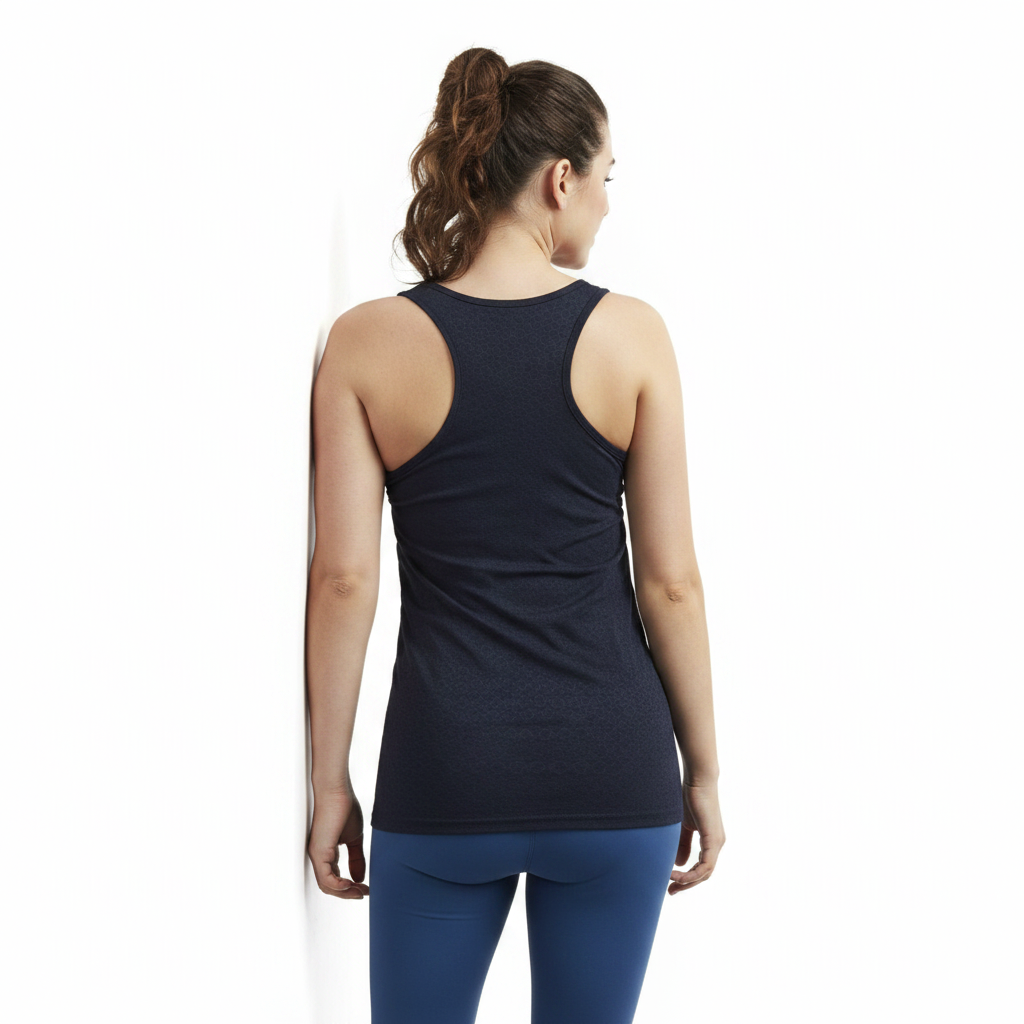 Slazenger Women's Navy Cotton Ribbed Sports Vest Top