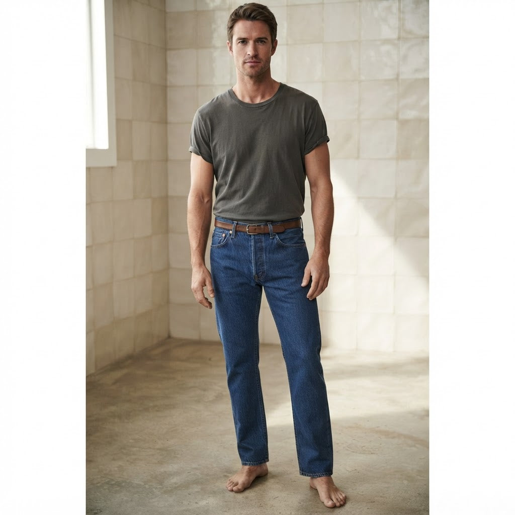 Levi's Indigo Blue Straight Leg Jeans with Button Fly