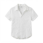 SHEIN Boys White Short Sleeve Linen Blend Button Down Shirt