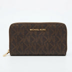 MICHAEL KORS Michael Kors Double-Zip Brown Monogram Wallet