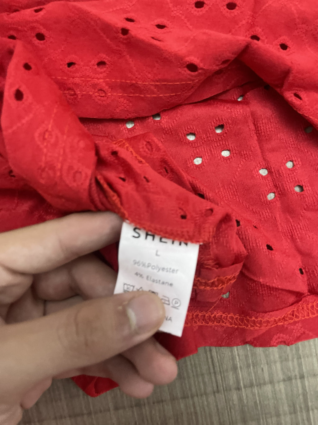 SHEIN Red SHEIN Broderie Anglaise V-Neck Spaghetti Strap Cam