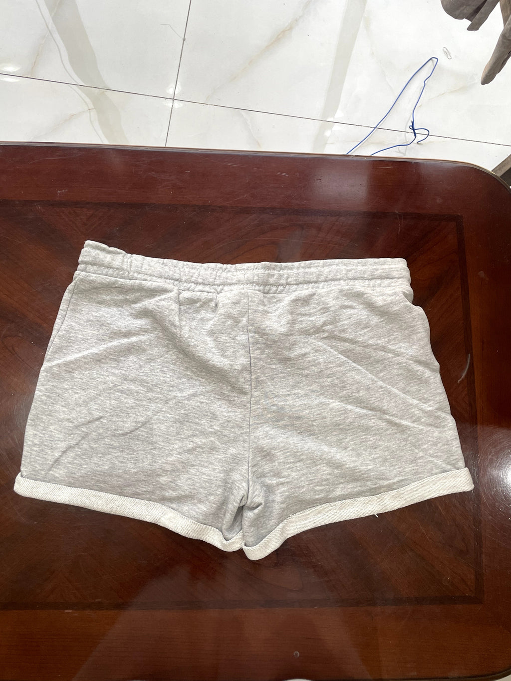 Heather Grey Lounge Shorts with Pink Drawstring