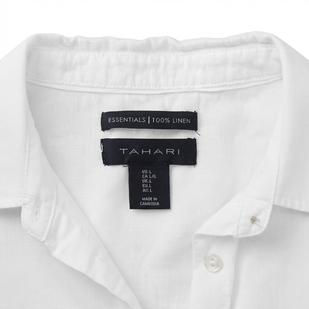 Women's White Relaxed Fit Long Sleeve Linen Shirt