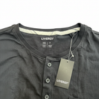 Livergy Men's Black Long Sleeve Henley T-Shirt Size Large