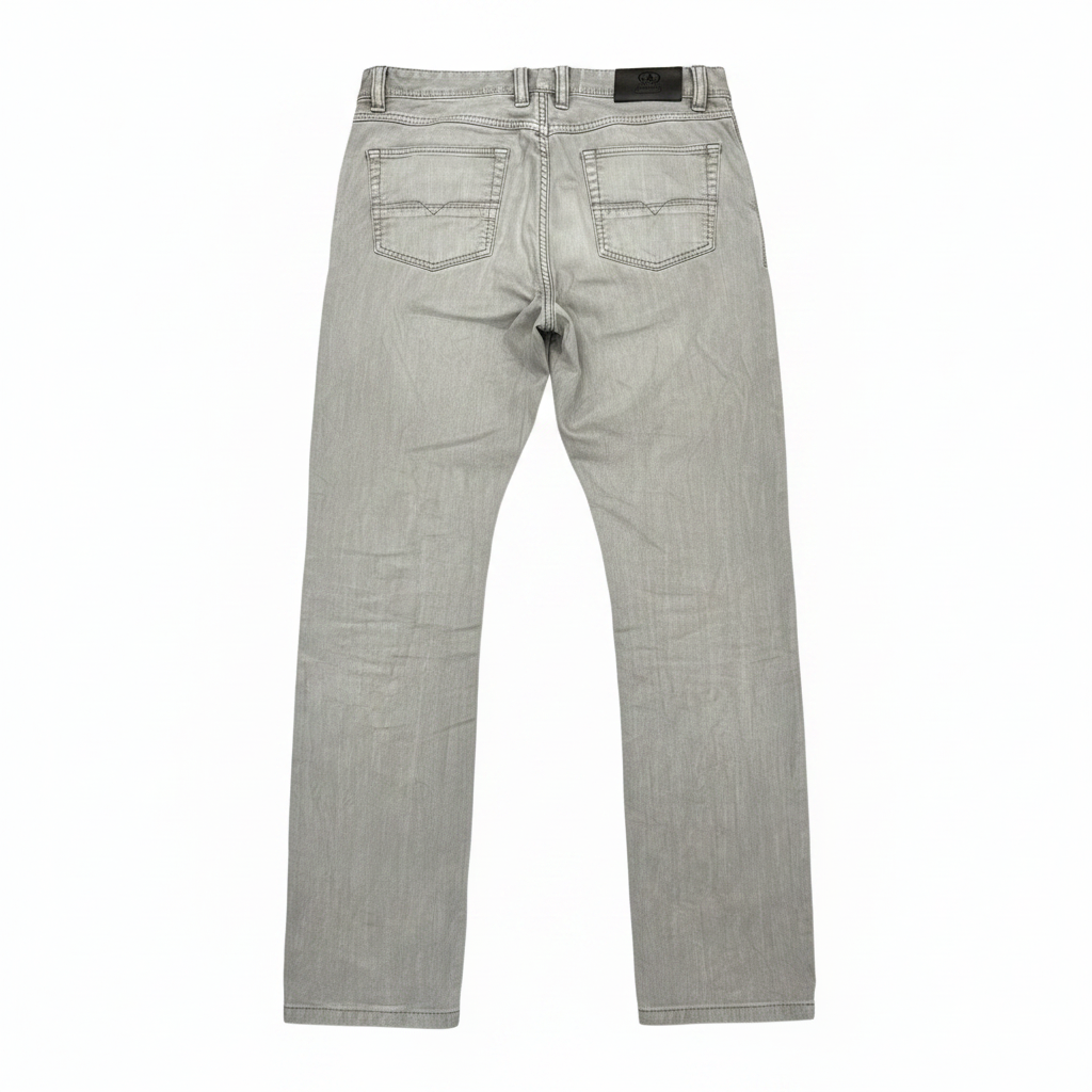 Women's Stone Grey Straight Leg Cotton Trousers