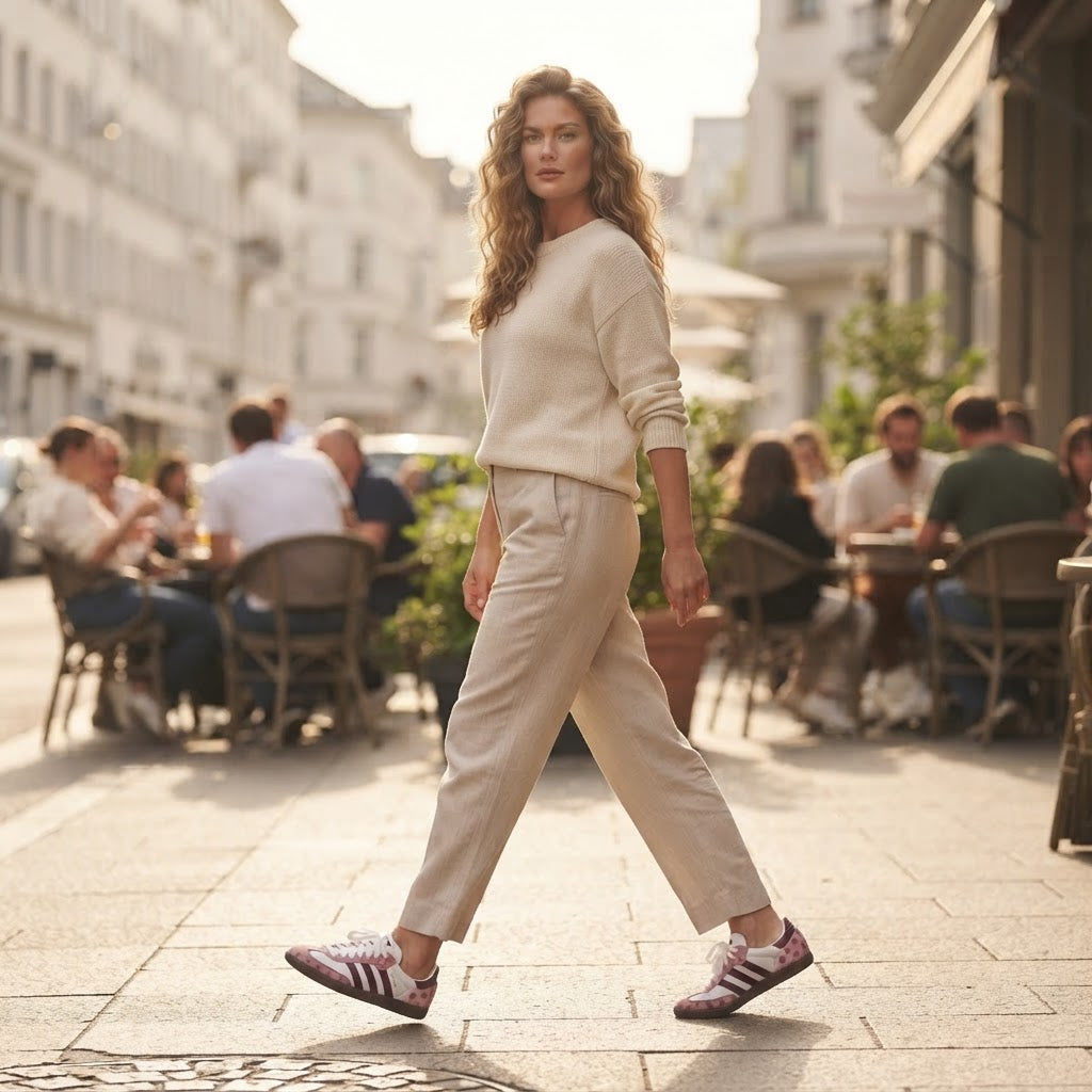 Adidas Adidas White & Pink Heart Print Samba-Style Sneakers
