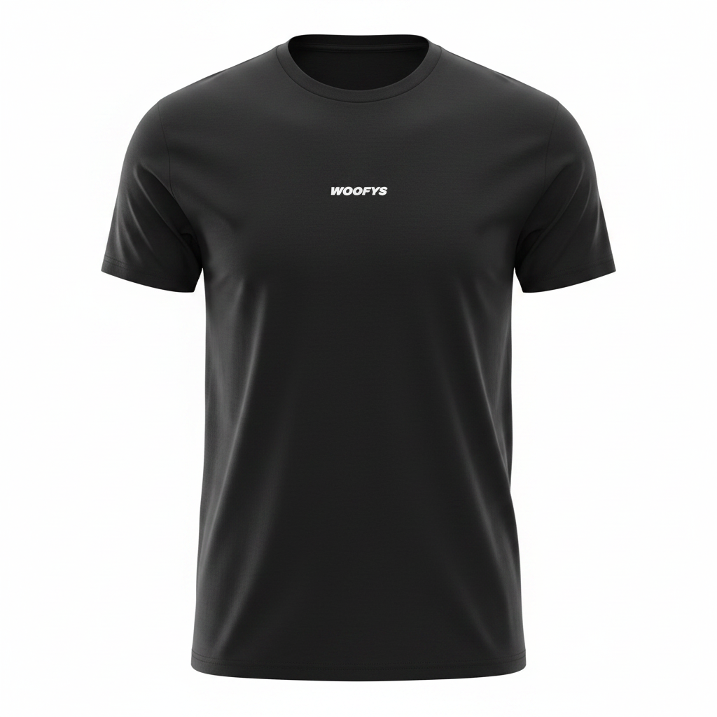 Men's WOOFYS AS Colour Staple Black Cotton T-Shirt - Size L
