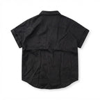 Women's Black Short-Sleeved Relaxed Linen Shirt